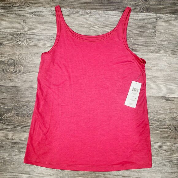 NEW Eileen Fisher Tank Top L Burgundy Red Soft Tencel‎ Sleeveless Pullover - Picture 1 of 10